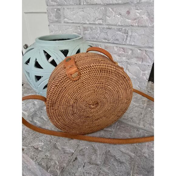 New Poppy + Sage Camilla rattan crossbody bali bag Handmade - Picture 8 of 10